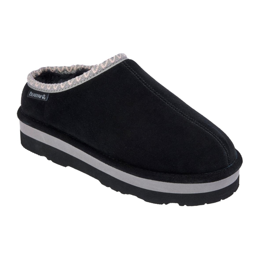 BEARPAW Black Mule Lucille Water and Stain-Repellent Suede Easy slip-on/slip s…
